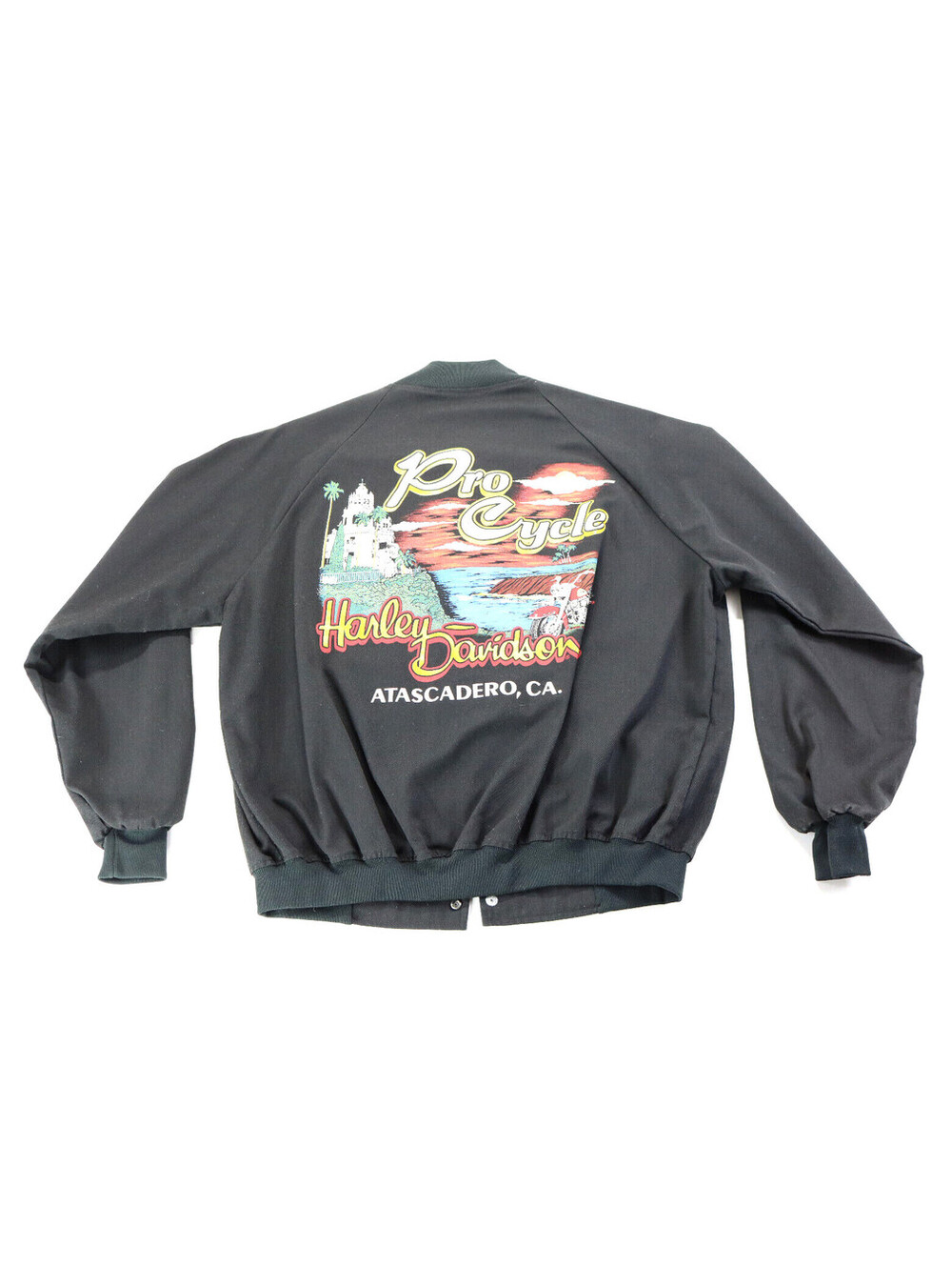 harley davidson jacket L black USA Pro Cycle Atascadero California eagle ocean